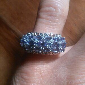 Amethyst and White Zircon Gold Vermeil Sterling Silver Ring (Size 6)